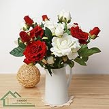 Coobl ®人工シルクフラワーベルベットバラ花ウェディングブーケ花嫁Holding Garlands Vine Plant花嫁ホームインテリアDIYロゼット( 6個) A