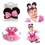 ディズニー ミニーマウス ミニー コスチューム 70cm-80cm 12-18M 女の子 ピンク ラメ ヘアバンド 2点セット 子供用 キッズ ベビー 赤ちゃん ハロウィン 衣装