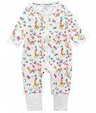 Plus Nao(プラスナオ) ベビー服 ジップアップ カバーオール ロンパース 足つき 長袖 長ズボン 前開き 花柄 フラワー 鳥 バード パイピング 100 2107