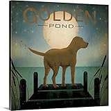 Ryan Fowlerプレミアムシックラップキャンバス壁アート印刷題名出イエロー犬 – Golden Pond 36" x 36" 1395584_24_36x36_none