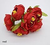 6pcsシルクBig Rose Bud人工花ブライダルブーケ頭飾りブローチ人工装飾DIY花輪工芸素材 One Size レッド SHRZH32806777354-8