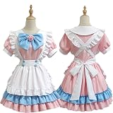 [Socpuro] メイド 服 半袖 かわいい コスプレ メイド衣装 萌え萌え ピンクブルー 仮装 蝶結ぶ 猫の爪 ゴスロリ レディース LOLITA ハロウィン 仮装 パーティー イベント (L)