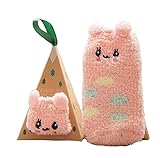 ソフトコーラルベルベットベビーソックスかわいい漫画の幼児ソックスピンクのウサギ