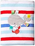 Taggies Whale Plush 2 Ply Coral Plush/Microfleece Blanket, Gray/Blue by Taggies