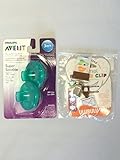 フィリップス Philips Avent BPA フリー Soothie おしゃぶり 3ヶ月～用 (グリーン) ＆ ウルブル Universal Pacifier Clip, Oliver Owl セ