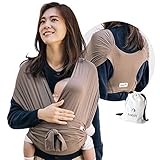 【ママリ口コミ大賞受賞】コニー抱っこ紐 (Konny by Erin) スリング 新生児から20kg 収納袋付き 国際安全認証取得 ぐっすり抱っこひも (モカ) (S)