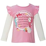 【本体綿100％】2017年 秋冬 アンパンマンガール 天竺 フェイク袖フリル 長袖Tシャツ Anpanman Girl ピンク◇80cm