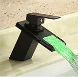 Wovier LEDオイルはブロンズ排水溝バスルームシンク蛇口水フロー、シングルハンドル単穴洗面所蛇口、ミキサータップ 11029