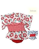 【子供服】 kids zoo (キッズズー) 帯付き花柄浴衣オール 70cm，80cm W44100
