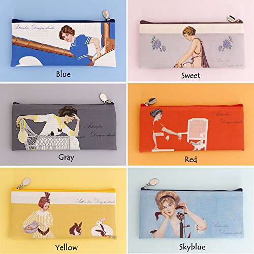 イラストレーション ペンケース 6種 ペンポーチ 化粧ポーチ かわいい 高校生 おしゃれ レディース 筆箱 ペンシルケース 女の子 小物入れ 誕生日 プレゼント 雑貨 シンプル オフィス用品 デスク収納 事務用品 かばん 携帯 可愛い ファッション ボールペン マルチカラー