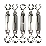 TOOGOO M4ステンレス304アイ ＆ アイ引き締めねじワイヤーロープテンション（5本）