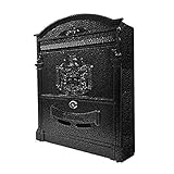 ULTY 【 アンティーク風 】 デザイン ポスト 壁取付 ヨーロッパ 盗難防止 鍵付き 大容量 セキュリティ (ブラック) UL-BZBOX-BK