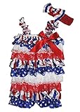 Petitebella 4th July Striped Stars Red White Blue Baby Lace Romper Nb-36m (Medium) [並行輸入品]