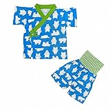 パジャマ 男の子 ベビー 甚平風 寝間着 ルームウェア シロクマ柄 ターコイズ 95