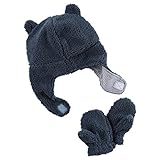 Carter's(カーターズ) 耳付ボアイヤーフラップキャップ＆ミトンセット(Navy) 12-24m(12-24ヶ月) [並行輸入品]