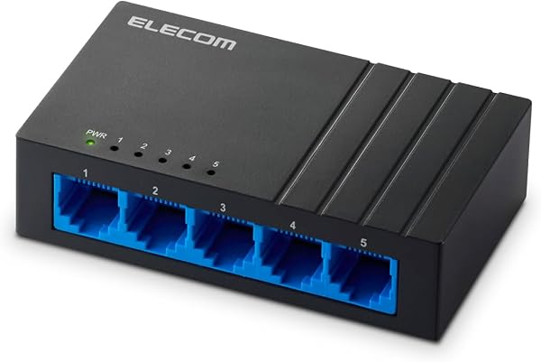 ELECOM Switching Hub Gigabit 5 Ports AC Power Supply Silent Fanless Black EHC-LG05P-B - 1
