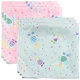 綿100％のガーゼハンカチモスリンスクエアプリンスビーピンクブルーの6PCS