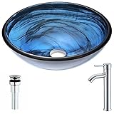 ソアーヴェシリーズdeco-glass容器シンクでサファイアWisp with Fann蛇口でクロム
