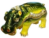 Objet D'Art Release #94 "Hip Hop" The Friendly Hippo Handmade Jeweled Enameled Metal Trinket Box [並行