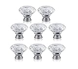 WZYuan 8pcs Diameter 40mm Diamond Shape Clear Crystal Glass Cabinet Knobs Cupboard Drawer Pull Handl