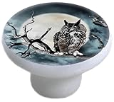 CarolinaハードウェアとDecor 2299 Perched Owl with Moonセラミックキャビネット引き出しノブ