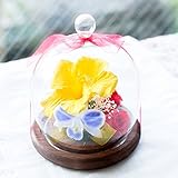 プリザーブドフラワー ガラスドーム ギフト (ハワイアンイエロー) ガラスの森～ハイビスカスの雫～