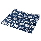 Ourkens 生地 布 DIY 裁縫 手芸素材 綿 麻 コットンリネン 和風 かわいい猫柄プリント生地 パッチワーク布 ハンドメイド DIY 手芸用 幅1.5M*1M ブルー