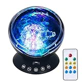 LED Ocean Wave Nightライトプロジェクタ、og-evkin 7色ライト表示投影ホワイトノイズマシン、リモートコントロールライトとサウンドセラピーフィットインドアキッズ寝室パーティーデ
