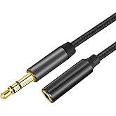 T Tersely 3.5mm TRS Headphone Extension Cable, 1M/3.3FT Gold Plated Male to Female Stereo Extender Cord Adapter, Audio Aux Ja