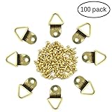 ezakka三角形Dリング画像フレームハンガー吊り下げ用ネジでペイントミラークロックフォトフレーム 100 Pack ゴールド eZAKKA_#LT180