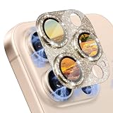 CeiBand カメラフィルム iPhone 16 Pro/iPhone 16 Pro Max 対応 レンズカバー カメラ保護 アルミ合金縁取り+強化ガラス】 キラキラ アイフォン16プロ/16プロマックス 対応 レンズ保護フィルム ラインストーン 高透過率 露出オーバー防止 全体保護 カメラ保護フィルム iPhone 16 Pro/iPhone 16 Pro Max 対応 （ゴールデン）