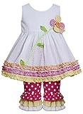 Bonnie Jean Baby 3 m-9 mホワイトボタンFlower Stem Seersuckerドレス/レギンスセット カラー: ホワイト
