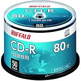【Amazon.co.jp限定】 バッファロー 音楽用 CD-R 1回録音 80分 700MB 50枚 スピンドル ホワイトレーベル RO-CR07M-050PW/N