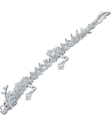 Amazon.co.jp: [seven the world] 龍 置物 銀色 可動 ドラゴン