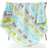 hannah 6重 ガーゼケット 天然コットン 大判 正方形 110×110 (ぞう ブルー)