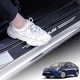 Kurtz トヨタ プリウス Prius 50系 2015年12月~現行 車種専用設計 サイドステップガード スカッフプレート 保護ステッカー 内装パーツ アクセサリー ドアガードステッカー レザー素材 水防止 傷防止 汚れ防止 粘着力強い 取付簡単 ４枚セット