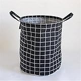 Wishtime 収納ボックス おもちゃ収納 ケース 北欧系 折りたたみ 50*40cm (格子縞 黒)