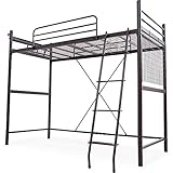 ロフトベッド パイプベッド 宮付き コンセント付き 高さ調節可能 セミダブル ブラウン