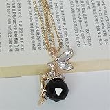 Tmrow 1個 妖精のデザイン　羽付き　ラインストーン　華やか　飾りチェーン　セーター装飾 (ブラック)