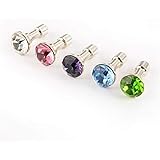 Nafiza スマホ用ピアス イヤホンジャック 防塵プラグ ダストプラグ ラインストーン 3.5mm 5セット ランダム色 プレミアム