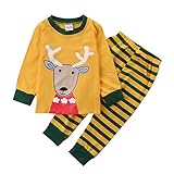 ベビー　男の子 女の子 鹿の服 Tシャツ ズボン 2点セット　長袖 ストライプ服 ファション　カコイイ 快適 大人気 (1-2歳)