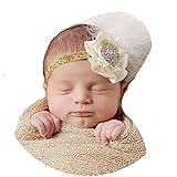 miugleベビーゴールドヘッドバンド羽と花