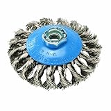 Walter Saucer-Cup Knot-Twisted Brush, Threaded Hole, Stainless Steel 304, 7' Diameter, 0.020' Wire D