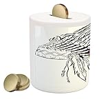 フェザーPiggy Bank by Ambesonne、Native American Headdressでスケッチスタイルwith Color Splashesプリミティブ、印刷セラミックコイン銀行
