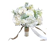 misaki ウエディングブーケ 花嫁ブーケ バラ ブライダルブーケ ラウンドブーケ 花束 造花 欧米風 挙式 結婚式 パーティー ニ次会 撮影 全6色