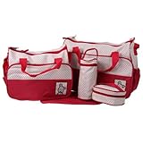 【マザーズバック】ママ用お出かけバック　SoHo5点セットおむつ替えパット付き/SoHo Diaper bag with changing pad 5 pieces set (レッド/Red)