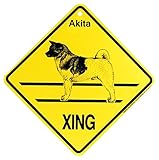Akita XING サインボード：秋田犬 横断 注意 英語 看板 Made in U.S.A [並行輸入品]