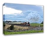 Steam Train Railway Locomotiveキャンバス壁アート 44" X 26" DP_1322