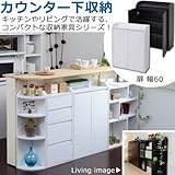 カウンター下収納 扉 幅60cm カウンター下 薄型/ダークブラウン