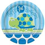Unique 7 1st Birthday Turtle Cake Plates (8 Count), Blue Model: 40444 [並行輸入品]
